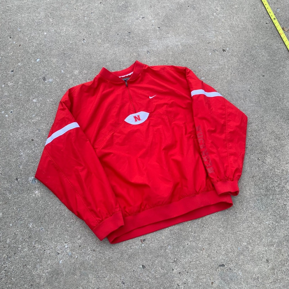 Nike Team Nebraska Huskers Quarter Zip Windbreaker Red XL Pullover Jacket